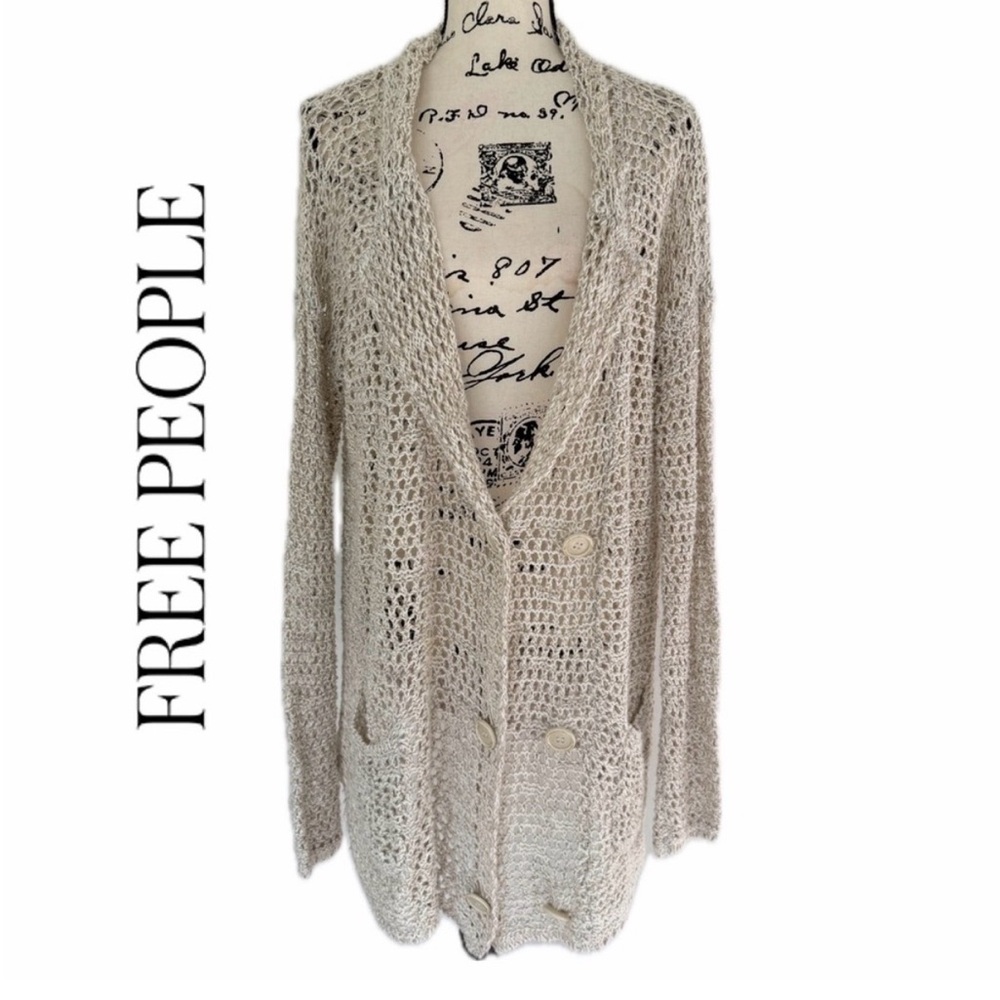 Free People Vintage Crochet Duster Cardigan – Rare Early 2000s